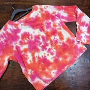 Yummy Sweater Co XS Cropped Boxy Tie Dye Sweatshirt Oversized